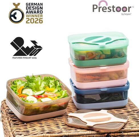 Bento Box 25.5oz 3 Cups Leakproof Salad and Meal Prep Container Twistlock Lid Reusable BPA-Free Portable Microwave and Dishwasher Safe for Work Lunch Blue in Saudi Arabia