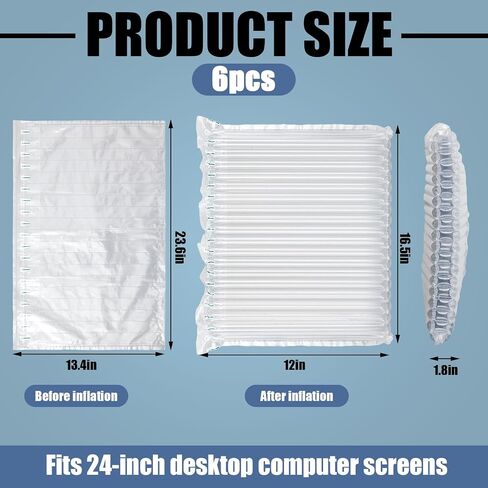 Chunful 6 for 3 Screens with 1 Pump Inflatable Protective Bags Compatible with 27" Desktop Monitor Shipping Box Packaging Air Bags Inflatable Mailer Monitor Dust Cover Computer Storage Case 27" Screen in Saudi Arabia