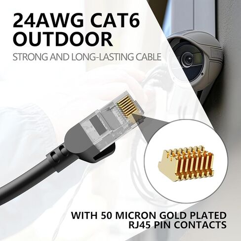 JADAOL CAT6 10ft 24 CAPP CATION CABLE ، 10 جيجابت في الثانية من كبل تصحيح Ethernet عالي السرعة ، Network Cat8/7 ، 24AWG Pure Copper ، موصل مطلي بالذهب RJ45 ، كابل شبكة LAN للتبديل ، الأسود ، الأسود in Kuwait