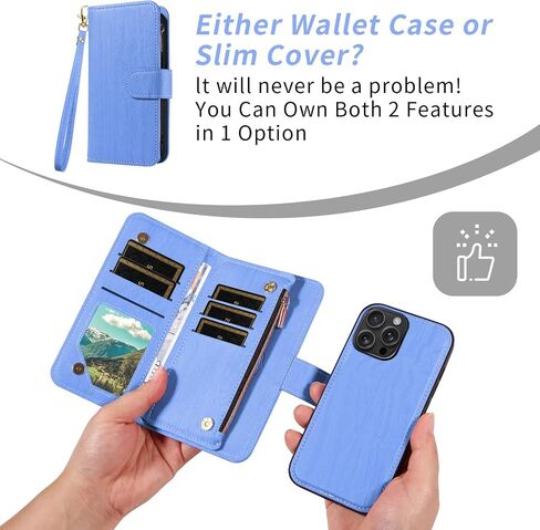 Asuwish Phone Case for iPhone 16 Pro Max 6.9 inch Zipper Wallet Detachable Cell Cover with Tempered Glass Screen Protector Strap Card Holder i Phone16 16Pro i16 ProMax 16ProMax Women Girls Dark Purple in Saudi Arabia