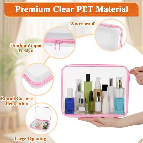 مجموعة حافظة بسحاب وغطاء صلب شفاف مكونة من 6 قطع لتنظيم السفر، وأكياس بلاستيكية صلبة بسحاب لتخزين مستحضرات التجميل وأدوات الزينة واللوازم المكتبية وألعاب الأطفال in Kuwait