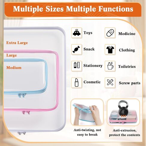 مجموعة حافظة بسحاب وغطاء صلب شفاف مكونة من 6 قطع لتنظيم السفر، وأكياس بلاستيكية صلبة بسحاب لتخزين مستحضرات التجميل وأدوات الزينة واللوازم المكتبية وألعاب الأطفال in Kuwait