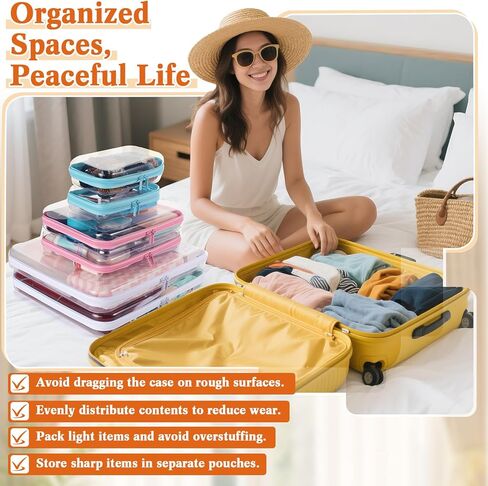 مجموعة حافظة بسحاب وغطاء صلب شفاف مكونة من 6 قطع لتنظيم السفر، وأكياس بلاستيكية صلبة بسحاب لتخزين مستحضرات التجميل وأدوات الزينة واللوازم المكتبية وألعاب الأطفال in Kuwait