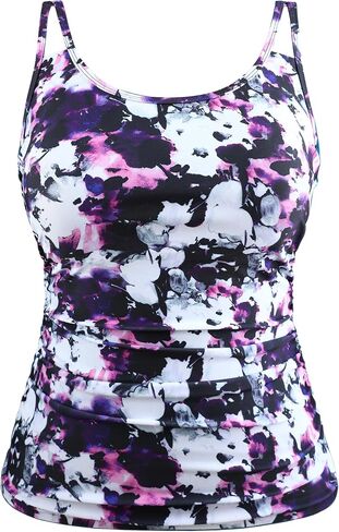 Hilor Tankini Tops for Women Tummy Control Bathing Suits Underwire Tankini Swimsuit Swim Top No Bottom in Saudi Arabia