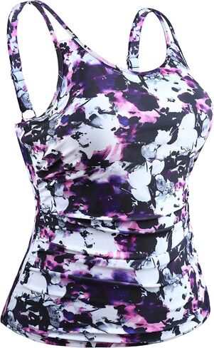 Hilor Tankini Tops for Women Tummy Control Bathing Suits Underwire Tankini Swimsuit Swim Top No Bottom in Saudi Arabia