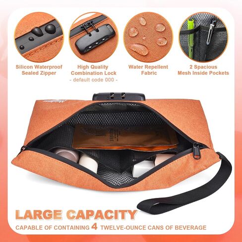 Storage Bag with Combination Lock 12.6"x7.5" Large Storage Container Cosmetic Bag Medicine Organizer Travel Storage Case Pouch Great Christmas Gift in Kuwait