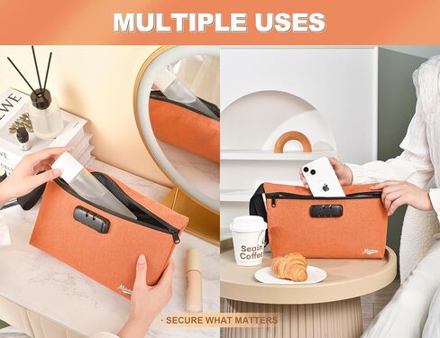 Storage Bag with Combination Lock 12.6"x7.5" Large Storage Container Cosmetic Bag Medicine Organizer Travel Storage Case Pouch Great Christmas Gift in Kuwait