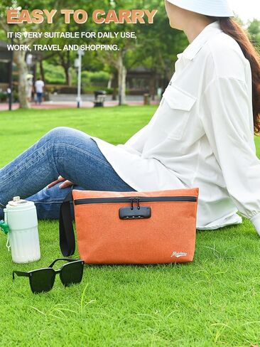 Storage Bag with Combination Lock 12.6"x7.5" Large Storage Container Cosmetic Bag Medicine Organizer Travel Storage Case Pouch Great Christmas Gift in Kuwait