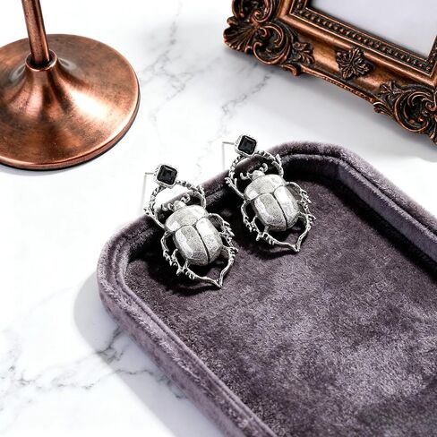 Alloy Gold Silver Scarab Beetle Earrings for Women, Vintage Insect Bug Dangle Earring, Unique Statement Woodland Animal Jewelry Gifts in Kuwait