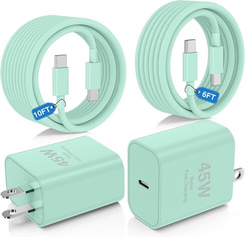 45W شاحن لـ iPhone 16 15 Pro Max Fast Charging 10 FT ، Long iPhone 16 15 Plus Charger Cord مع كتلة شاحن USBC لـ MacBook Air 13/11 بوصة M1/M2،2022 2020 2019 2018 المحمول ، iPad Pro/Air-Black in Kuwait