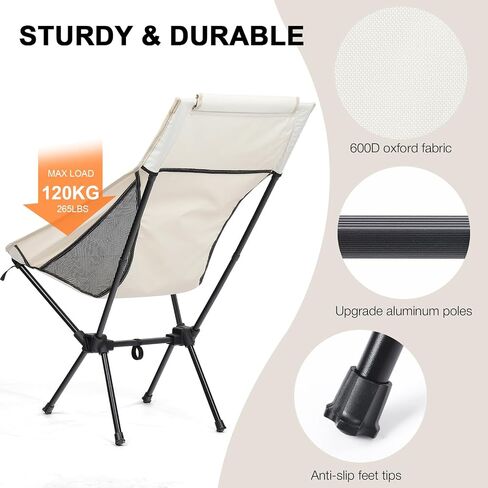 High Back Camping Chair, Portable Outdoor Backpacking Chair, Pink in Kuwait