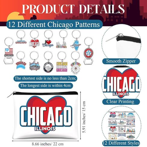 Reginary 24 Pcs State Souvenir Gifts 12 Metal Keychain and 12 City Cosmetic Bag USA Texas Florida Souvenir Themed Gifts for Women Traveler Birthday Christmas Party(Texas) in Saudi Arabia