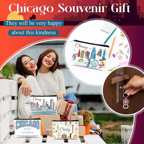 Reginary 24 Pcs State Souvenir Gifts 12 Metal Keychain and 12 City Cosmetic Bag USA Texas Florida Souvenir Themed Gifts for Women Traveler Birthday Christmas Party(Texas) in Saudi Arabia