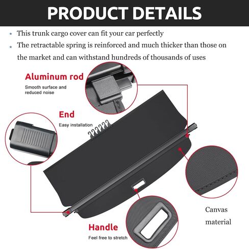 Canvas Cargo Cover for Volvo XC90 2016-2023 2024 2025,Retractable Trunk Shielding Shade for Volvo XC90 Accessories,Cargo Luggage Cover in Saudi Arabia