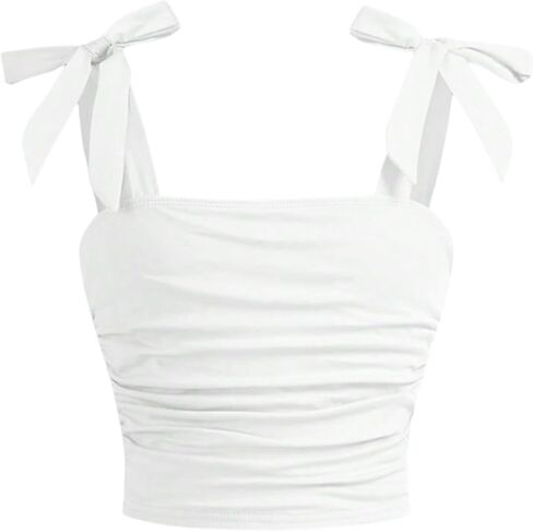 Soly Hux Girl's Boy Tie Olcyless Crive Top Ruched Ruched Square Devel Summer Out Out Cami Tank Tankts in Kuwait