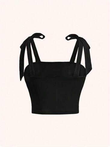 SOLY HUX Girl's Bow Tie Sleeveless Crop Top Ruched Square Neck Summer Going Out Cami Tank Shirts in Saudi Arabia