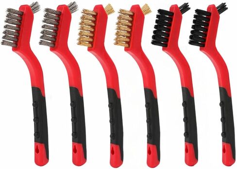 3-Piece Mini Wire Brush Set (C07302), Stainless Steel, Brass(Plated) and Nylon Bristles, Comfort Grip Handle, 7“ Small Wire Brush in Saudi Arabia
