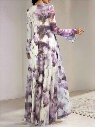 Gorglitter Women's Mesh Long Sleeve Maxi Dresses Elegant Boho Tie Tie Dye Prom Prom Varues in Kuwait