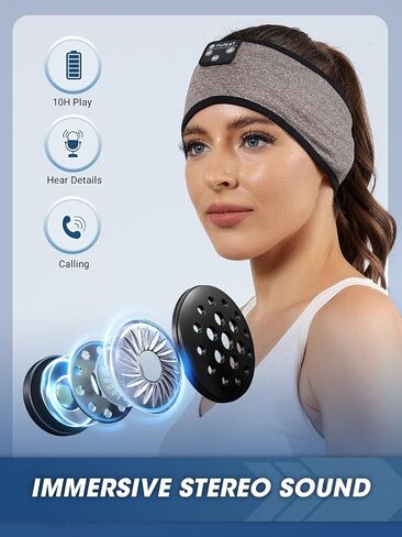 Sleep Headphones - Bluetooth Headband for Sleeping, Cozy Headband Wireless Music Sleeping Headphones with Ultra-Thin Speakers Perfect for Side Sleepers,Running,Yoga,Travel,Video,Games in Kuwait
