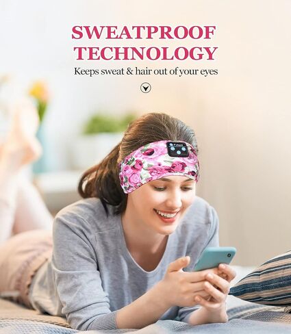 Sleep Headphones - Bluetooth Headband for Sleeping, Cozy Headband Wireless Music Sleeping Headphones with Ultra-Thin Speakers Perfect for Side Sleepers,Running,Yoga,Travel,Video,Games in Kuwait