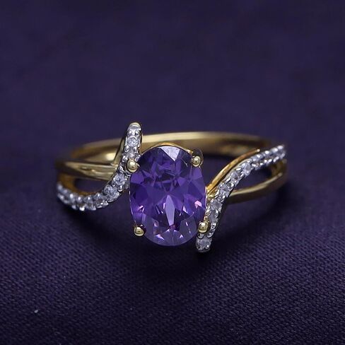 Jewel Zone US Oval Cut Simulated Amethyst Fashion Ring in14k Gold Over Sterling Silver (1.5 Cttw) in Saudi Arabia