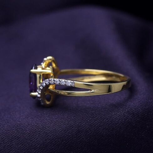 Jewel Zone US Oval Cut Simulated Amethyst Fashion Ring in14k Gold Over Sterling Silver (1.5 Cttw) in Saudi Arabia