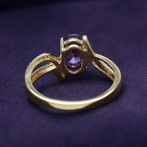 Jewel Zone US Oval Cut Simulated Amethyst Fashion Ring in14k Gold Over Sterling Silver (1.5 Cttw) in Saudi Arabia