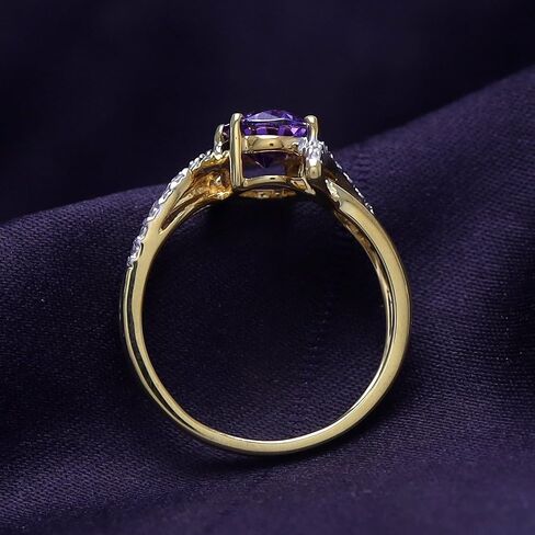 Jewel Zone US Oval Cut Simulated Amethyst Fashion Ring in14k Gold Over Sterling Silver (1.5 Cttw) in Saudi Arabia