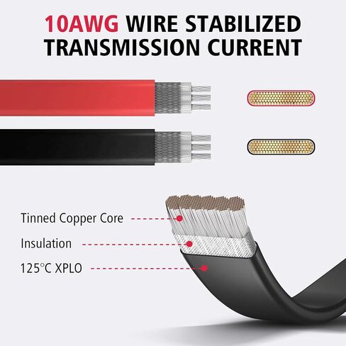 10AWG Super Flat Cable Cable Contractor ، 50a تمديد الكبلات الكهروضوئية كابل مسطح من خلال باب الشرفة وسلك الطاقة الشمسية للنوافذ للوحة الشمسية RV System in Kuwait