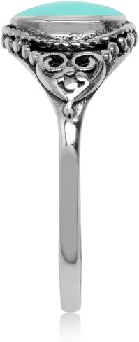 ابتكر Silvershake أسود Onyx inlay 925 Sterling Silver Filigree على الطراز الفيكتوري الحجم 6.5 in Kuwait