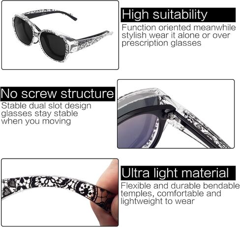 Face Shadow Over Glasses Sunglasses for Women Polarized UV Protection, Fit Over Prescription Glasses Sunglasses Lightweight in Kuwait