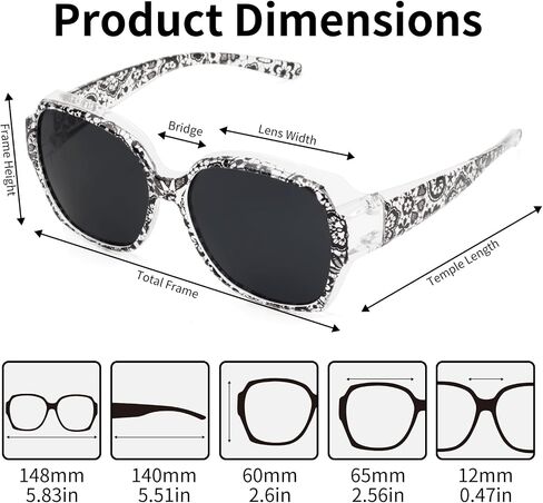 Face Shadow Over Glasses Sunglasses for Women Polarized UV Protection, Fit Over Prescription Glasses Sunglasses Lightweight in Kuwait
