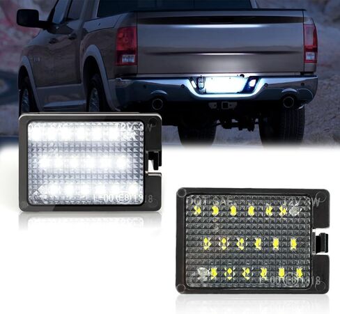 أضواء لوحة ترخيص LED متوافقة مع دودج رام 1500 2500 3500 (2003-2018) ورام 1500 كلاسيك (2010-2018)، 6000 كلفن أبيض مباشر ترقية استبدال حزمة 2 قطعة (لدودج رام 1500 (03-18)) in Kuwait