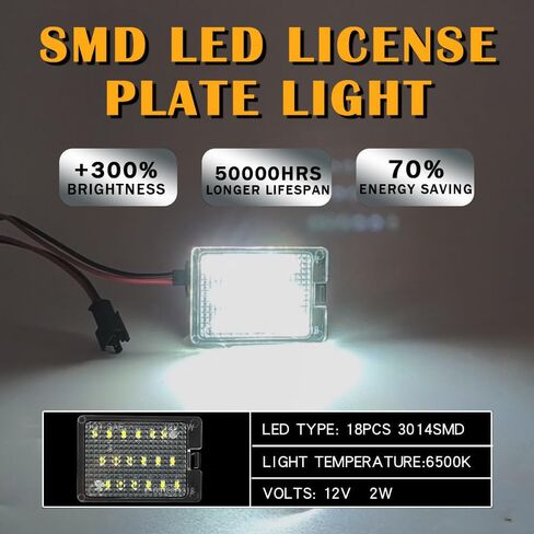 أضواء لوحة ترخيص LED متوافقة مع دودج رام 1500 2500 3500 (2003-2018) ورام 1500 كلاسيك (2010-2018)، 6000 كلفن أبيض مباشر ترقية استبدال حزمة 2 قطعة (لدودج رام 1500 (03-18)) in Kuwait