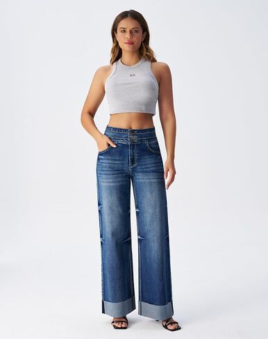 سروال جينز عريض الساق في روز أدوات روز in Kuwait