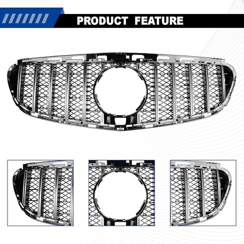 Front Lower Center Bumper Grille Black Plastic Grill Compatible with Mercedes Benz E250 E350 E550 E300 E400 2014 2015 2016 2128850124 in Kuwait