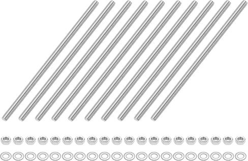 uxcell 4pcs Fully Threaded Rod, M8 x 100mm Stainless Steel Right Hand Threads Rods with Nuts and Flat Washer Fully Studding Rod Bar for Clamps, Hangers and U-Bolts in Saudi Arabia