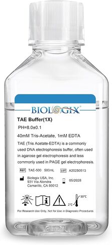 Tris Acetate-EDTA Buffer (1×), TAE DNA Electrophoresis Buffer, pH 8.0, 500mL/Bottle, 10 Bottles/Box in Saudi Arabia