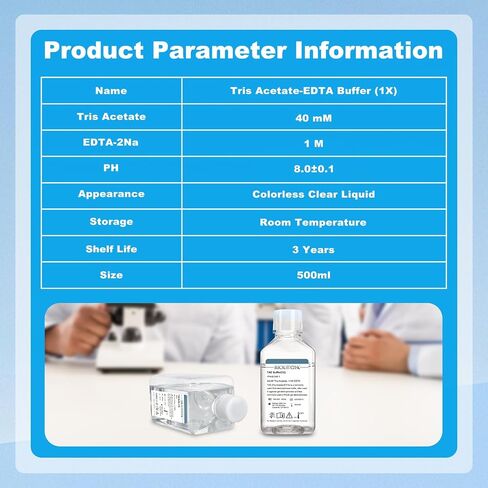 Tris Acetate-EDTA Buffer (1×), TAE DNA Electrophoresis Buffer, pH 8.0, 500mL/Bottle, 10 Bottles/Box in Saudi Arabia