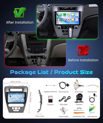 2G+64G Android Car Stereo for Ford Fusion Mondeo Mustang 2009-2012,Wireless Carplay Android Auto Car Radio,10'' Touch Screen Head Unit with GPS WiFi Bluetooth Mirror Link FM RDS Backup Camera in Saudi Arabia