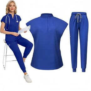 Nurse scrubs for women set Nurse uniforms set Scrub sets with Multi Pocket for Doctors Nurses Beauty Salons in Kuwait