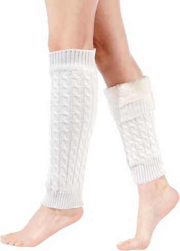 Women's Fleece Lined Leg Warmers Knit Long Boot Socks Thick Winter Warm Thermal Skating Leg Warmer Daily Wear in Saudi Arabia