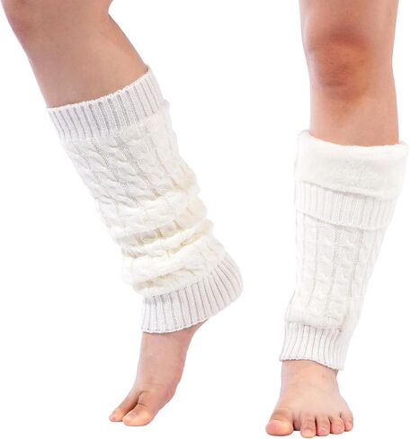 Women's Fleece Lined Leg Warmers Knit Long Boot Socks Thick Winter Warm Thermal Skating Leg Warmer Daily Wear in Saudi Arabia