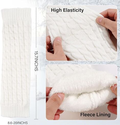 Women's Fleece Lined Leg Warmers Knit Long Boot Socks Thick Winter Warm Thermal Skating Leg Warmer Daily Wear in Saudi Arabia