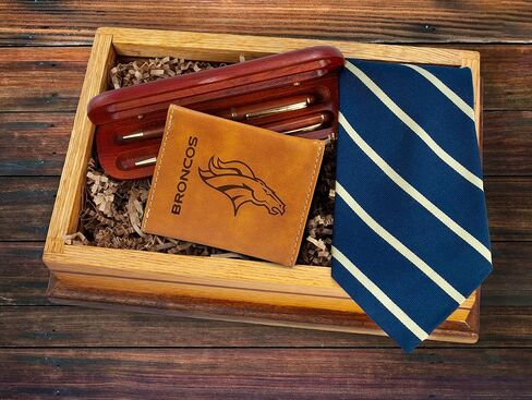 Rico Industries NFL Denver Broncos Premium Laser Engraved Vegan Brown Leather Bill-fold Wallet - Slim yet Sturdy Design - Perfect to Show Your Team Pride or Gift in Saudi Arabia