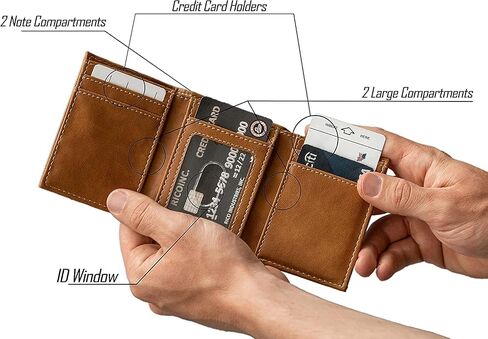 Rico Industries NFL Denver Broncos Premium Laser Engraved Vegan Brown Leather Bill-fold Wallet - Slim yet Sturdy Design - Perfect to Show Your Team Pride or Gift in Saudi Arabia