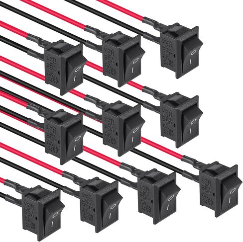 5pcs Mini Rocker Switch KCD1-101 T85 2 PIN SPST تبديل التبديل مع الأسلاك 12V للسيارات RV 2 PIN 120V Wired KCD1 in Kuwait