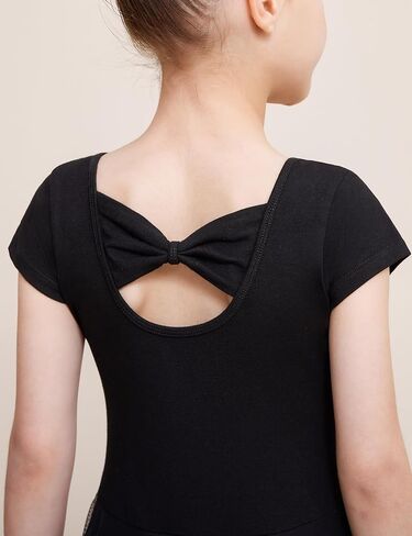 DIPUG Ballet Leotards for Girls Toddler Dance Dress Leotard with Skirt Short Sleeve Ballerina Outfit Bow Back in Kuwait