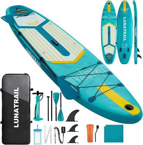 【11'×34"】 Extra Long/Extra Wide Premium Inflatable Stand Up Paddle Board (SUP) – Portable & Lightweight for Yoga, Surfing, Family Fun | Complete Kit with Paddle, Pump, Bag | Durable Design in Saudi Arabia