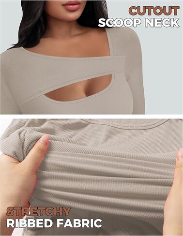Buauty Womens Ribbed Long Sleeve Shirts Cutout Slim Fit Tee Trendy Sexy Top Fall Fashion 2025 Going Out Tshirts Y2K Clothes in Saudi Arabia